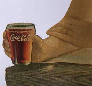 Rare Die - Cut Coca - Cola Soda Advertising Pin - up Display Sign 1930s Huge 3