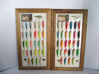 2 Vtg Canadian Grizzly Fishing Lure Plug Advertising Display Board Sign 58 Lures