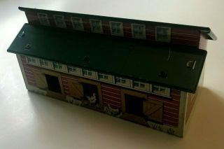 Vintage Marx 1950 - 60s Farm Play Set Tin Litho Large Hen House Chicken Coop