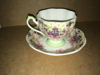 Vintage Sweet Violets Queen Anne England Teacup And Saucer