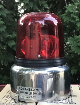 Vintage Whelen Rota - Beam Model Rbii Police Red Beacon Light 12 Volts