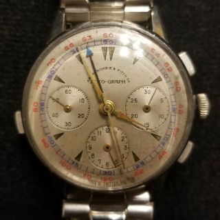 Vintage 1950s Heuer For Abercrombie Fitch Auto - Graph Chronograph Watch