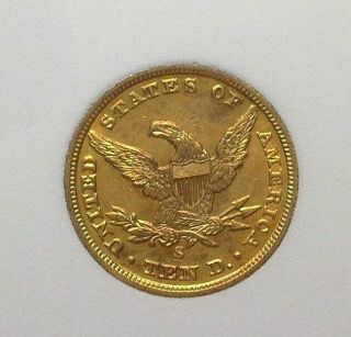 1858 - S LIBERTY HEAD $10 GOLD NEAR CHOICE UNCIRCULATED EXTRA RARE 60 - 80 KNOWN 3