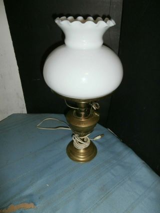 Antique 1871 Perkins & House Safety Non - Explosive Brass Oil Lamp Electrified