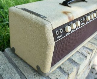 1961 White Blonde / Brown Tolex FENDER TREMOLUX Head Vintage Guitar Amp 5