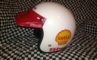 Vintage 1966 Ama Shell Racing Helmet And Vintage Visor