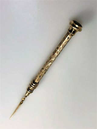 Victorian 14k Yellow Gold Retractable Toothpick