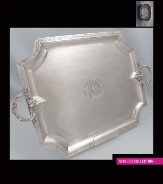Antique 1890s French Sterling Silver Platter Serving Tray 16.  38 In.  1,  12 Kg