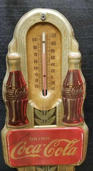 vintage Coca Cola thermometer 1941 double bottle gas oil sign Coke 2