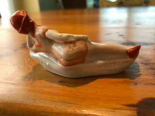 ANTIQUE BATHING BEAUTY FIGURINE PIN DISH - GLAZED BISQUE - 4027 GERMANY 5