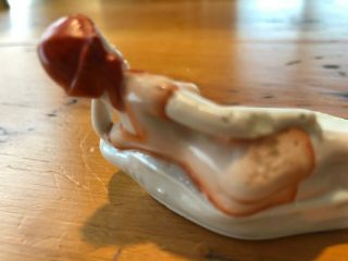 ANTIQUE BATHING BEAUTY FIGURINE PIN DISH - GLAZED BISQUE - 4027 GERMANY 7