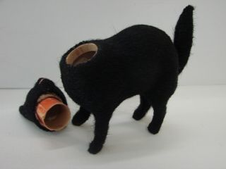 ANTIQUE GERMAN VELVETEEN BLACK CAT CANDY CONTAINER CA1910 10