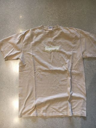 Vintage Vtg Supreme Box Logo T Shirt Beige 2003 Size Large