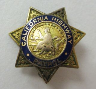 Vtg Chp California Highway Patrol Badge Miniature Ed Jones Gold Front Obsolete