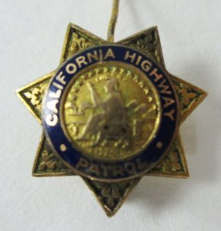 Vtg CHP California Highway Patrol Badge Miniature Ed Jones Gold Front Obsolete 2