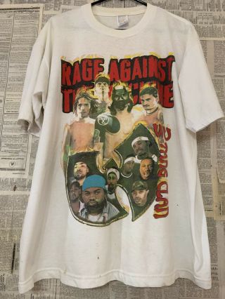 Vtg 90s Wu - Tang Clan Rage Against The Machine Hard Core Hip Hop T - Shirt