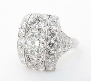 . A 2.  45ct Vintage Old Cut Diamond Platinum Ladies Ring Size K 1/2 Val $12900