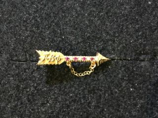 Vintage Pi Beta Phi Gold Sorority Gold Pearl Ruby Arrow Pin Indiana? - Wow 456