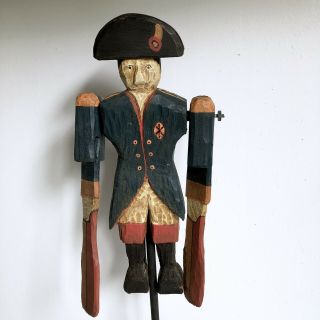 Wood Soldier Whirligig 16” Vtg Contemporary American Folk Art Revolutionary War 2