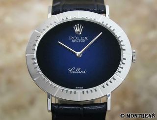 Rolex Cellini 18k White Gold Swiss 1974 Mid Size 33mm Men Vintage Watch Je93