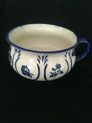 Antique Flow Blue Chamber Pot Staffordshire Ironstone Pottery Eng