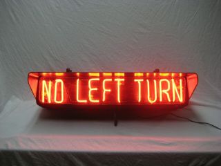 Crouse Hinds Neon No Left Turn Traffic Signal Light Rare Heavy Cast
