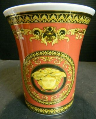 Vintage Rosenthal Le Jardin De Versace Red Medusa Vase 7 " X 6.  13 " Cond