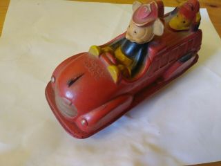 Vintage Walt Disney Mickey Mouse Sun Rubber Products Toy Fire Truck