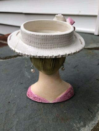 Antique Lady Head Vase Blonde w/Dangling Pearl Earrings 2