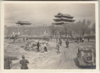 22 Shanxi China 1930s Photo Japanese Army Camouflage Car Outside Castle