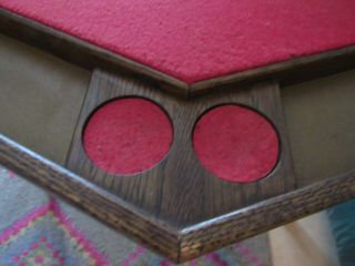 Antique Vintage Folding Wood Felt Retro Poker Game Casino Gambling Table Seats 8 2