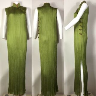 Rare Vtg Christian Dior By John Galliano Green Silk Cheongsam Dress Ss1999 S
