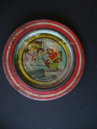 Antique Child ' s toy tin plates: 6 