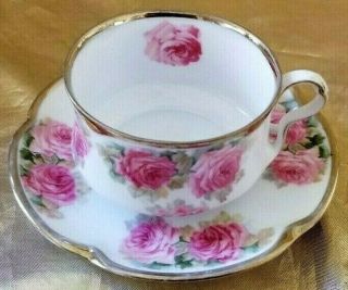 Antique J & C Louise Bavaria Cup And Saucer Large Roses And Gold Gilt Germany