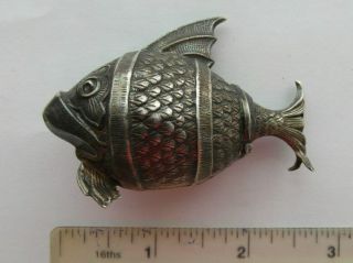 Gorgeous Early Victorian Antique Silver Vinaigrette Fish Shubunkin