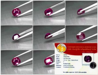 Rare 2.  11ct 7.  5x6.  5mm Cushion Natural Unheated Untreated Red Ruby Certified 3