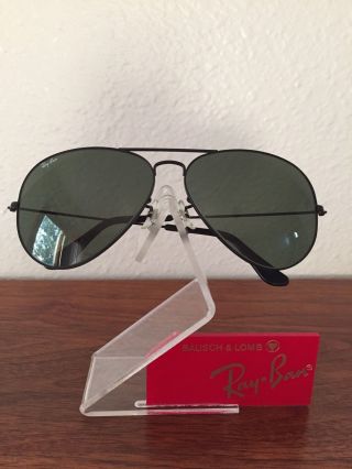 Vintage Ray Ban Bausch And Lomb Aviator Black Sunglasses 62mm Nos