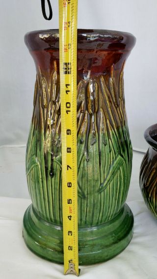 Vintage Robinson Ransbottom cattail Jardinere and pedestal flower pot and stand 8