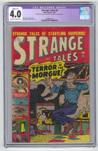 Strange Tales 4 Cgc 4.  0 Vintage Marvel Atlas Comic Pre - Hero Horror Gold 10c