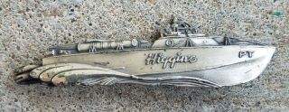 Wwii Pt Boat Tie Bar Clip Higgins 2.  75 " Silver Metal Clasp Military