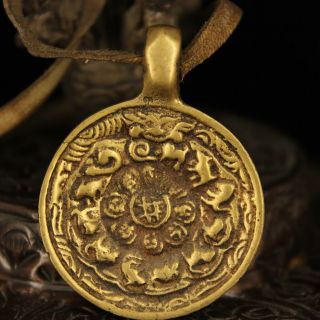 Collect Old China Pure Copper Hand Carved Chinese Zodiac Statue Pendant A02f