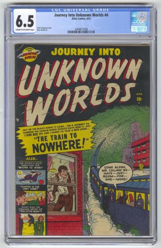 Journey Into Unknown Worlds 4 Cgc 6.  5 Vintage Marvel Atlas Comic Pre - Hero 10c