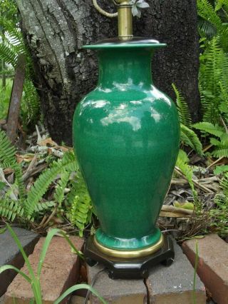 Vintage Frederick Cooper Lamps Chicago Japanese Vase Green Glazed Crackle