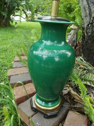 Vintage Frederick Cooper Lamps Chicago Japanese Vase Green Glazed Crackle 7