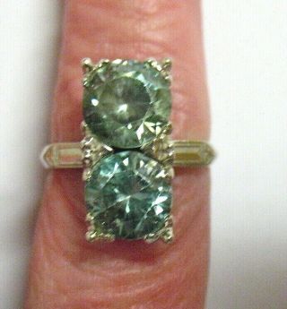 Art Deco 14k White Gold Natural 3 Carat Blue Zircon Ring Size 6.  25 5.  4 Grams