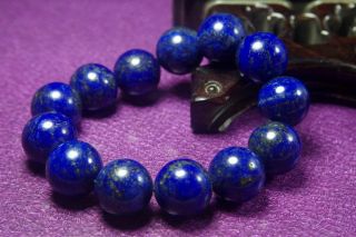 Hand - Made Chinese Natural Lapis Lazuli Jade Bracelet Round Beads Bracelets 16mm