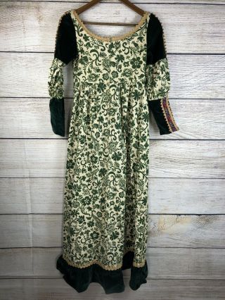 Vintage 1970 GUNNE SAX by Jessica Boho Prairie Floral Festival Green Dress 2