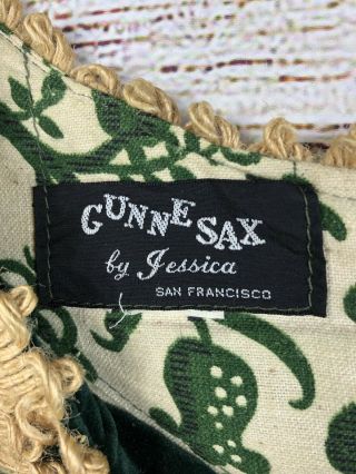 Vintage 1970 GUNNE SAX by Jessica Boho Prairie Floral Festival Green Dress 3
