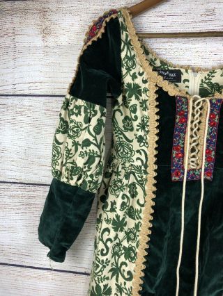 Vintage 1970 GUNNE SAX by Jessica Boho Prairie Floral Festival Green Dress 4