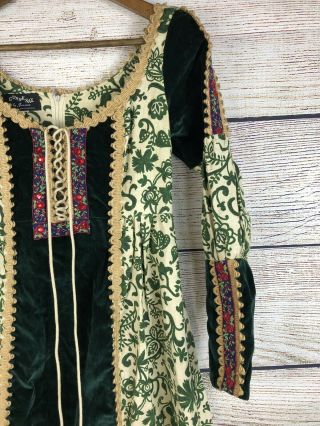 Vintage 1970 GUNNE SAX by Jessica Boho Prairie Floral Festival Green Dress 5